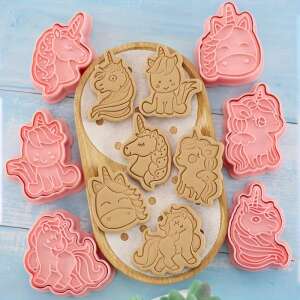 Unikornis sütemény kiszúrók, 6 darabos szett, különböző minták, műanyag, sütéshez, díszítéshez, fondanthoz, marcipánhoz, tortához - Sütemény pecsét