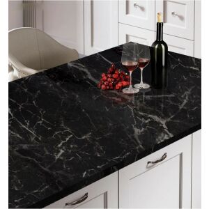 Fekete márvány hatású öntapadós fólia konyhapulton, Márványhatású Öntapadós Fólia - Tapéta