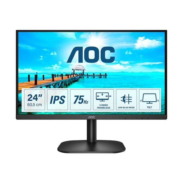 Aoc 24b2xd 23.8'' led ips va 23.8'' monitor, full hd, 75hz, 4ms, dvi, vga