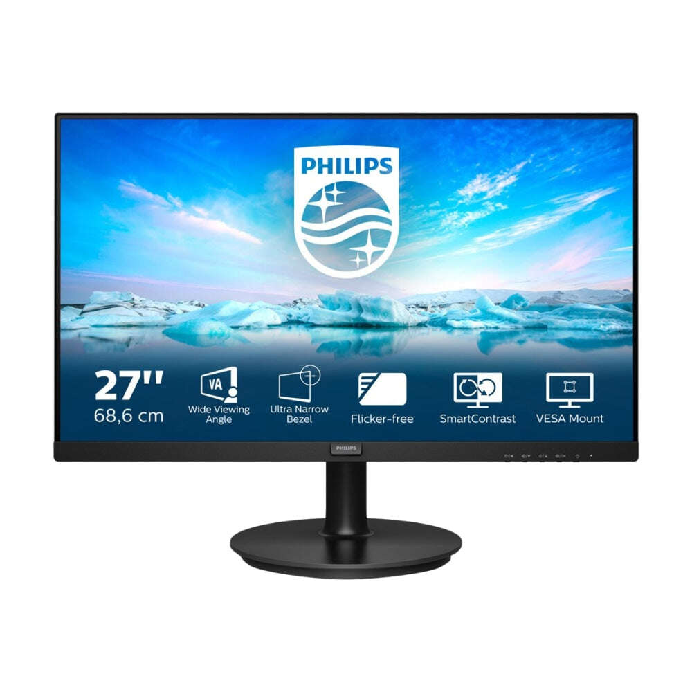 Philips 271v8l/00 led monitor, 27" ips, full hd, 75hz, 4ms, adaptive sync, flickerfree, hdmi, vga, fekete