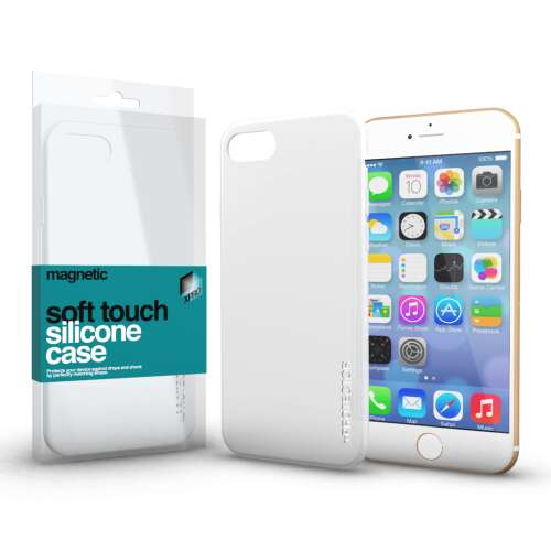 Xprotector Magnetic Soft Touch Apple iPhone 7 Plus / 8 Plus fehér szilikon hátlap tok fémlappal 37282345