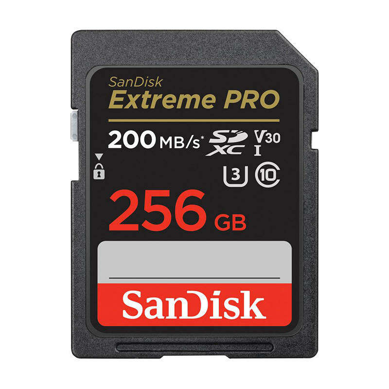 Sandisk extreme pro 256 gb sdxc memóriakártya, 200 mb/s és 140 mb/s read/write speeds, uhs-i, class 10, u3, v30
