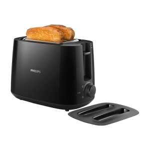 Philips Daily Collection HD2582/90 Toaster, 8 settings, built-in bun warmer, compact design, lid, Black 101745854 - Toaster