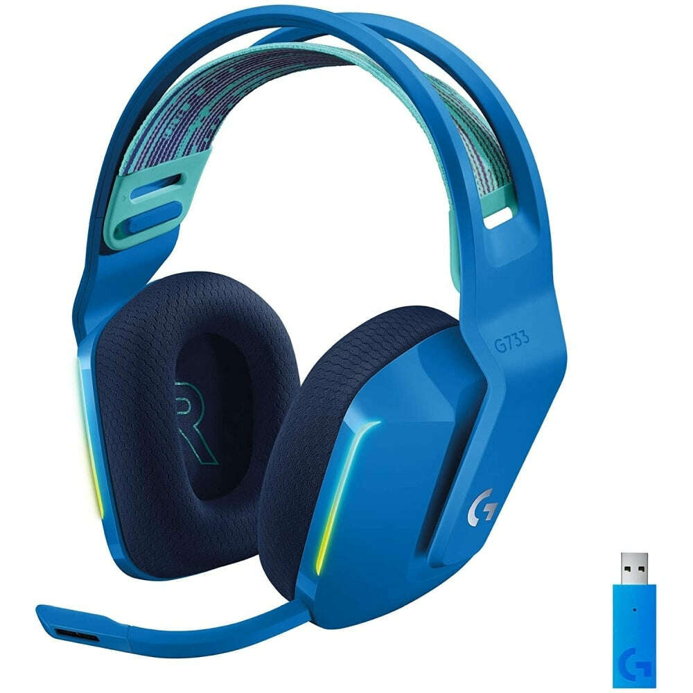 Logitech g733 lightspeed vezeték nélküli gaming fejhallgató, rgb, kék