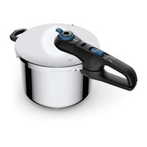 Tefal Secure Trendy Kukta 8L pressure cooker, stainless steel, angled view - Cookware & bakeware
