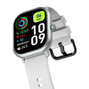 Zeblaze GTS 3 Pro smartwatch in white, showing the watch face with time, date, and weather information - Smartwatch