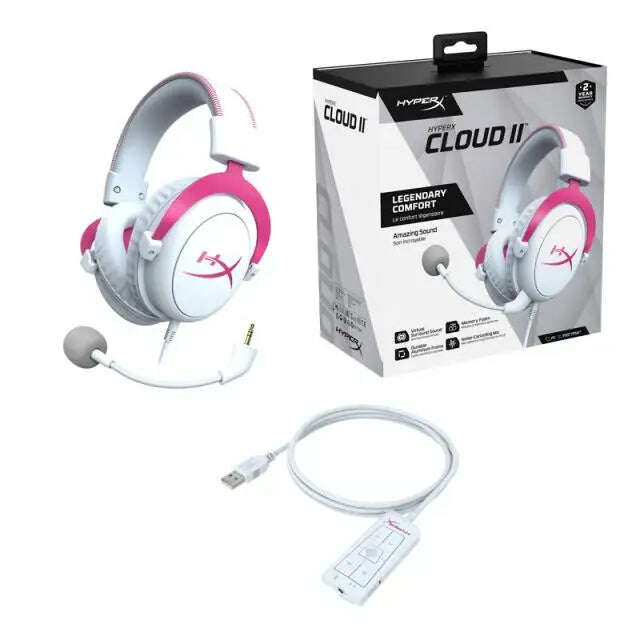 Gaming headset hyperx cloud ii rózsaszín, mikrofon, rózsaszín/fehér