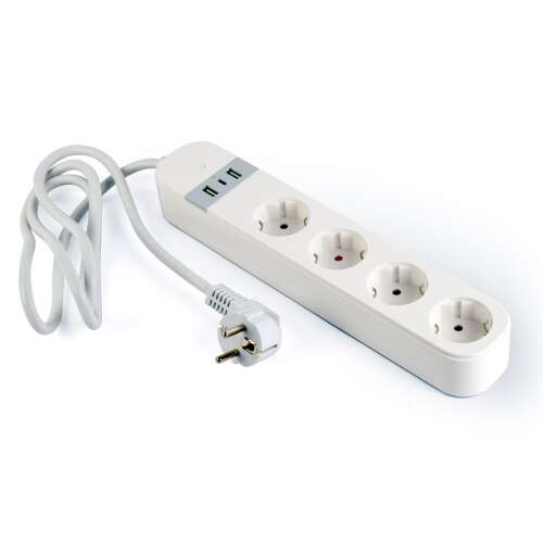 Gembird Okos Előtét - 4 Aljzat, USB Töltési Lehetőség