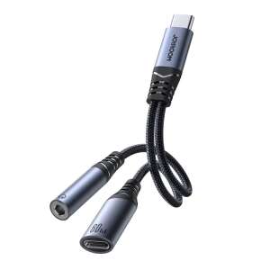 Adapter Joyroom SY-C02 USB-C do USB-C i audio 3,5 mm - Konwerter błyskawic