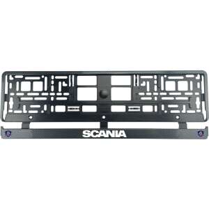 Set 2 bucati, suport numar inmatriculare Carbon, Scania