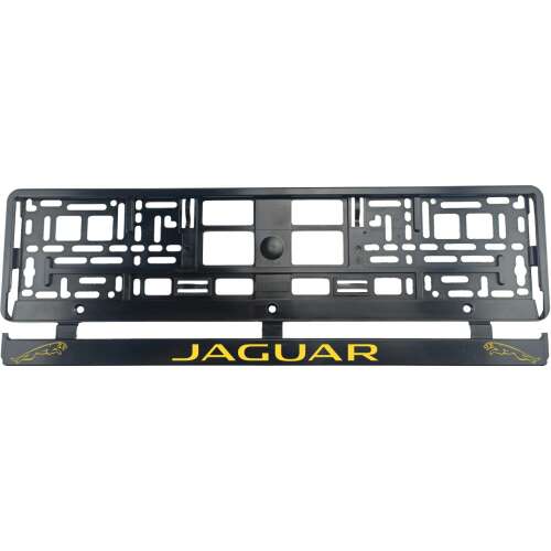 Jaguar II rendszámtábla tartó, fekete sárga logóval, 2 db-os készlet