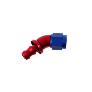 An6 45° Hose Connector Mpf523-06, Aluminum, Red and Blue, 45 Degree Angle, Hose Fitting - TurboWorks Vehicle connectors and fitting