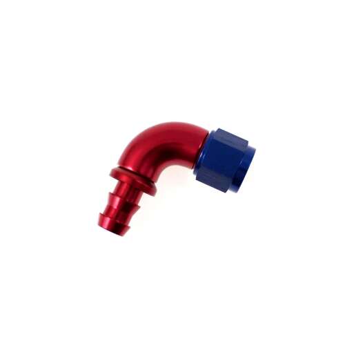 An8 90 Degree Aluminum Hose Fitting, Red and Blue, Mpf525-08