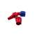 AN10 45 degree hose fitting, MPF103-10, aluminum, red and blue, disassembled