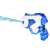 Blue and white mini water gun shooting water stream
