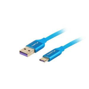 Cablu Lanberg USB-C la USB-A, 1 metru, albastru - Cabluri de date