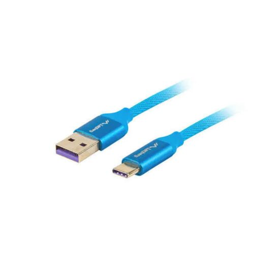 Cablu Lanberg USB-C la USB-A, 1 metru, albastru