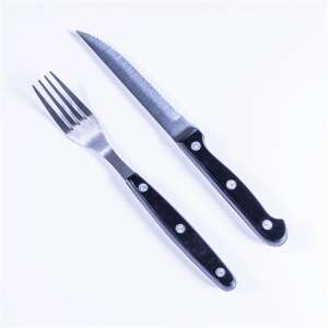 TOO KT-390 Dallas steak kés és villa, rozsdamentes acél, fekete nyél - Evőeszköz