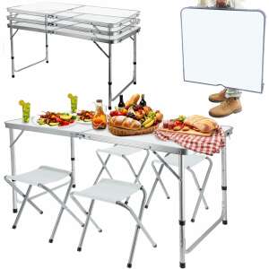 Jumi folding camping set with 4 chairs 120cm #white