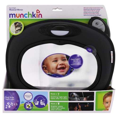 Munchkin Night Light fejtámlára rögzíthető LED-es zenélő Autós tükör #fekete 30314282
