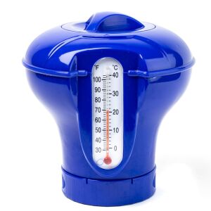 Kék úszó medence vegyszeradagoló hőmérővel. - Vegyszeradagoló