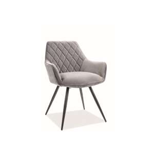 Linea Velvet szürke étkezőszék fekete lábakkal - Étkező szék