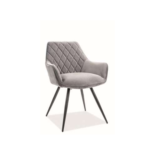 Linea Velvet szürke étkezőszék fekete lábakkal