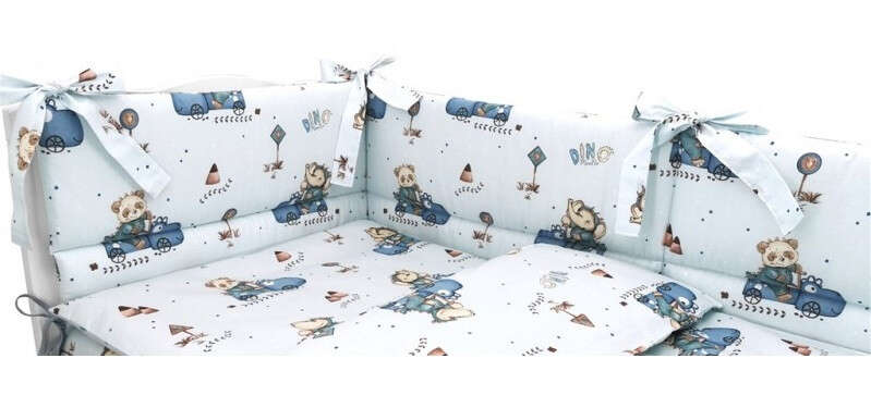 Baby Shop fejvédő kiságyba - Kék Dinó Autó