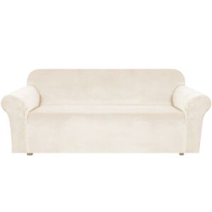 Beige velvet sofa cover for 3-seater sofa - EALMEU