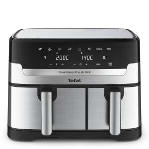 Tefal Dual Easy Fry & Grill air fryer, front view, stainless steel, 8.3L capacity - Tefal