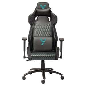 Yenkee Gaming Phantom YGC 110CN gaming chair, black with turquoise accents, front view - Office Furniture