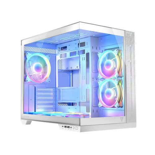 Carcasă PC Modecom Volcano Panorama Albă cu ventilatoare ARGB