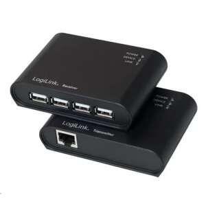 LogiLink UA0230 4 Portos USB 2.0 Hub, fekete, hálózati kiterjesztő, USB Ethernet-en keresztül, USB Ethernet adapter - Logilink