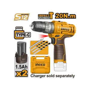 INGCO 12V Akkus Ütvefúró-Csavarozó Készlet Akkumulátorral és Tartozékokkal - INGCO