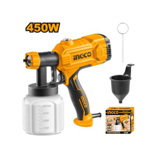 INGCO 450W Festékszóró készlet tartozékokkal és csomagolással