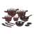 Berlinger Haus Leonardo Collection 15-piece cookware set with titanium coating, red, includes pots, pans, lids, and utensils