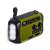 Trevi Explorer Green Energy portable radio with built-in flashlight, solar panel, and hand crank
