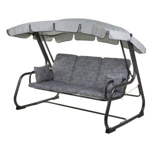 Patio Ravenna Premium hintaágy szürke levél mintás párnákkal és tetővel - Hintaágy & Hintaszék