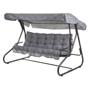 Patio Milano 3 személyes kerti hintaágy levélmintás párnákkal és tetővel - Hintaágy