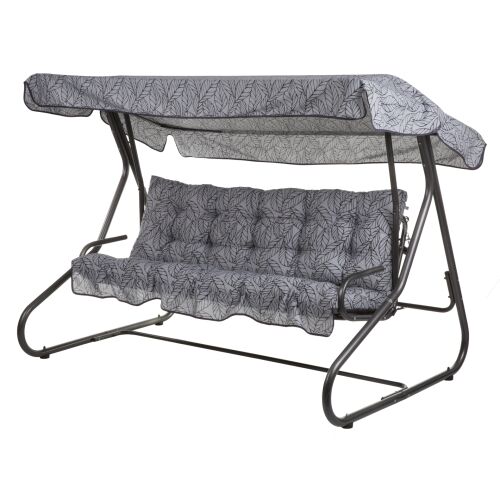 Patio Milano 3 személyes kerti hintaágy levélmintás párnákkal és tetővel