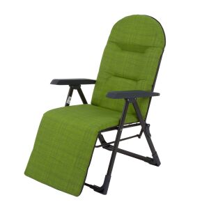 Patio Galaxy Plus összecsukható kerti szék lábtartóval, zöld párnázott háttámlás - Patio