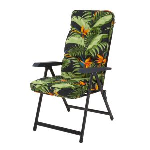 Lena Összecsukható Kerti szék dzsungelmintás párnával, kényelmes kültéri ülőalkalmatosság - Patio