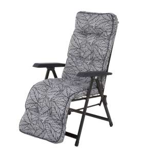 Patio Lena Plus összecsukható kerti szék lábtartóval szürke levelek mintával - Kerti fotel & Szék