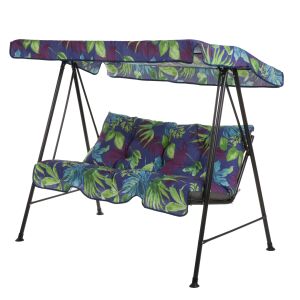 Patio Tora hintaágy sötét levelek mintával, kényelmes kültéri ülőhely - Hintaágy