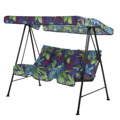 Patio Tora hintaágy sötét levelek mintával, kényelmes kültéri ülőhely