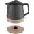 Concept RK0062 1200W electric kettle with ceramic and wood design, black and wood color, showing the base and the kettle separately