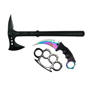Überlebensausrüstung: Axt, Karambit-Messer, Schlagring - Garten
