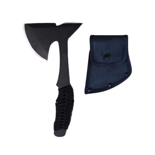 Topor IdeallStore® Black Paracord Throwing Axe with Sheath, 22.5 cm