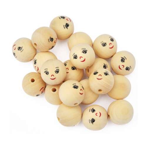 20 db 22 mm-es fa golyó festett arcokkal, Playbox márka