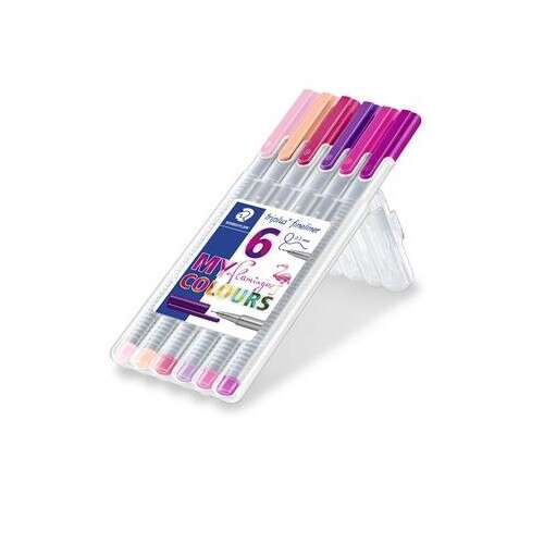 Staedtler "Triplus Flamingo" 0,3 mm, zestaw 6 flamastrów z igłą w kształcie flaminga